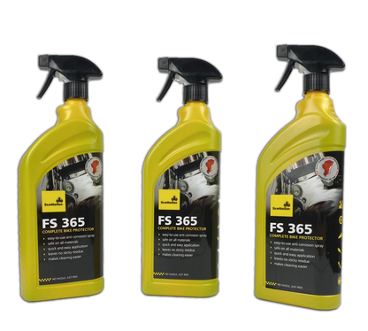Scottoiler FS 365 Complete Bike Protector is a water-based formula that neutralises salt to prevent rust and corrosion