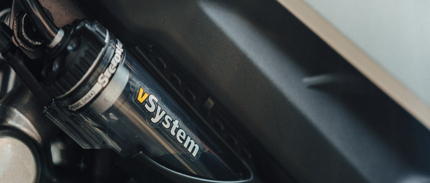 Scottoiler The vSystem automatic motorcycle chain oiler is the original Scottoiler.