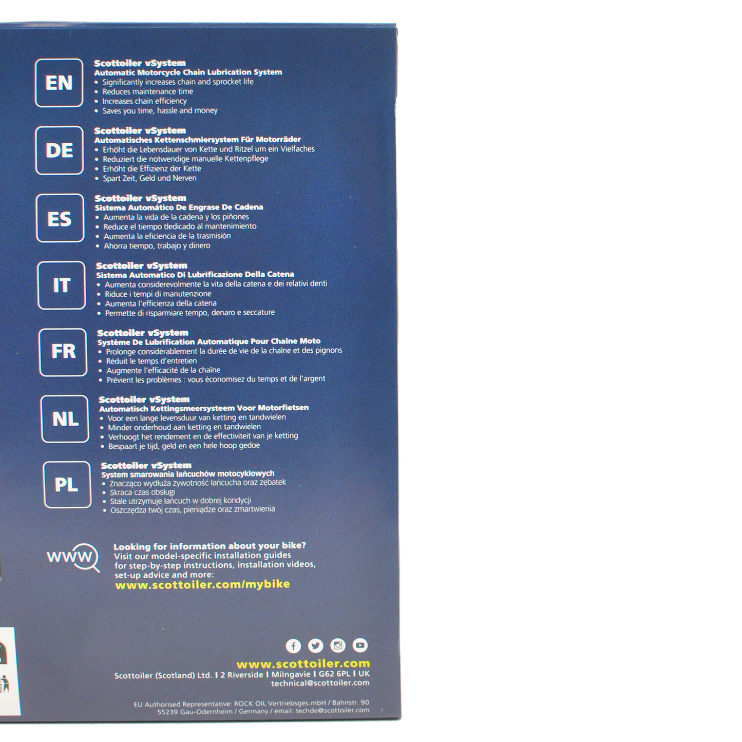 Scottoiler The vSystem automatic motorcycle chain oiler is the original Scottoiler.