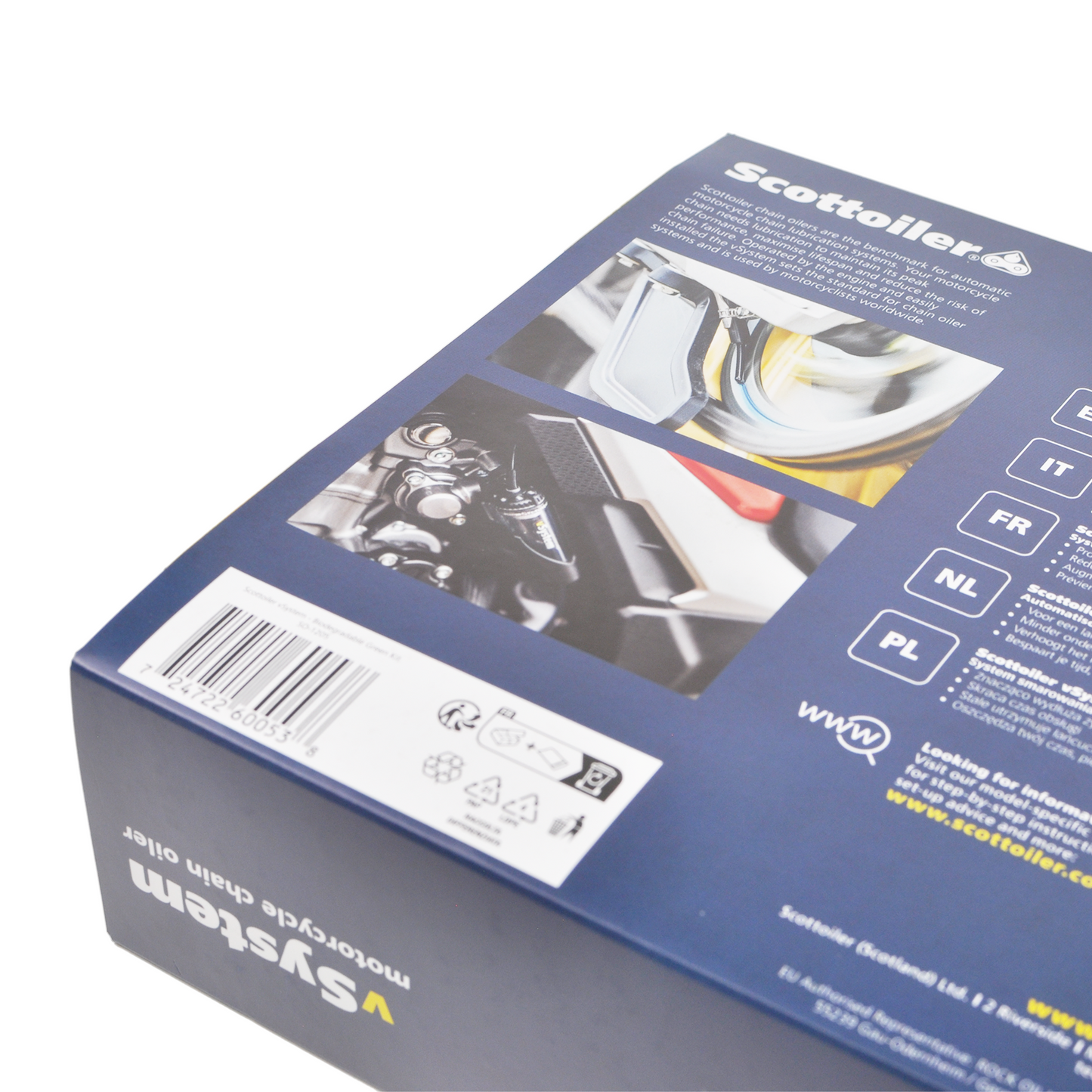 Scottoiler The vSystem automatic motorcycle chain oiler is the original Scottoiler.