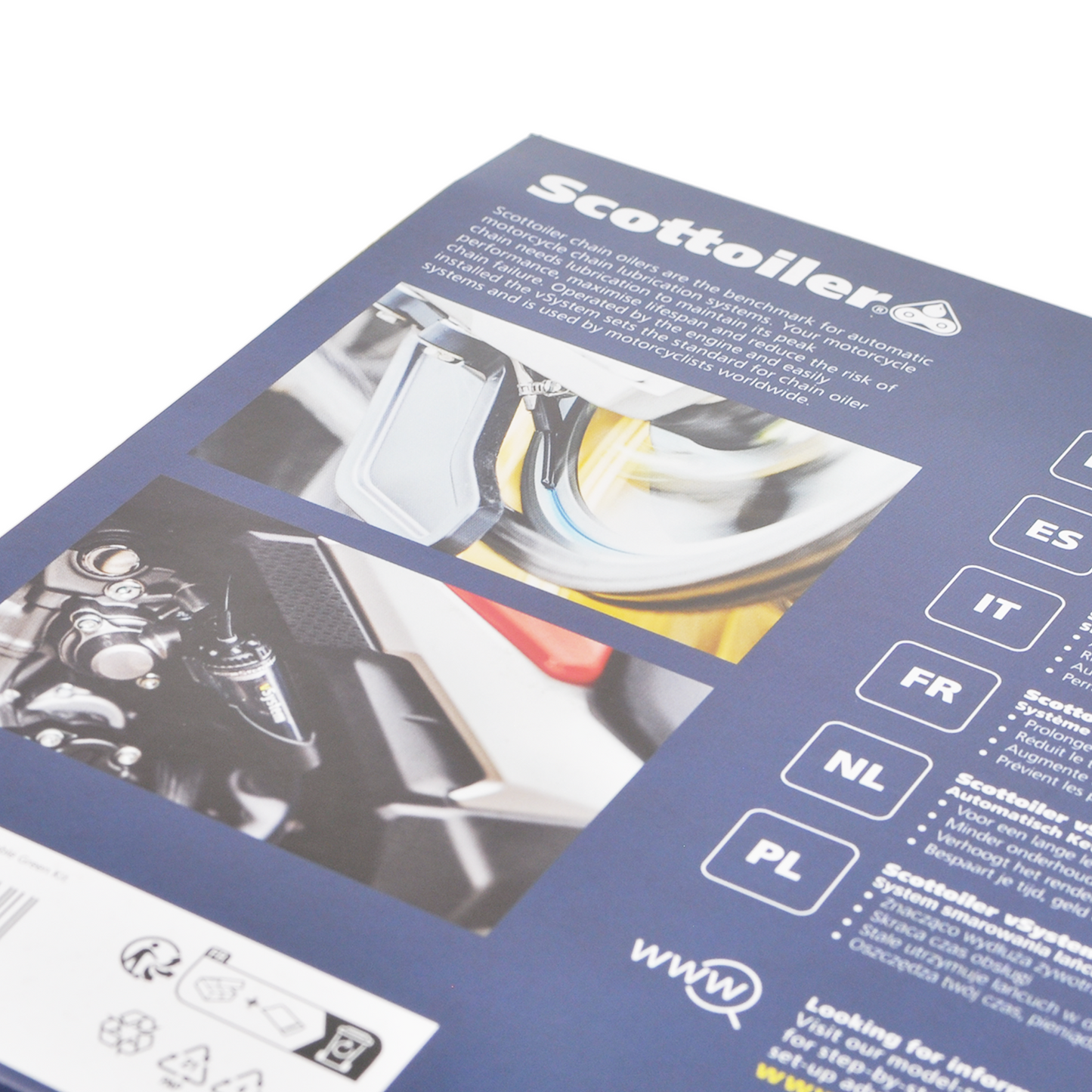 Scottoiler The vSystem automatic motorcycle chain oiler is the original Scottoiler.