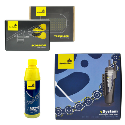 Scottoiler The vSystem automatic motorcycle chain oiler is the original Scottoiler.