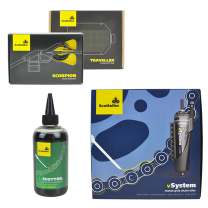 Scottoiler The vSystem automatic motorcycle chain oiler is the original Scottoiler.