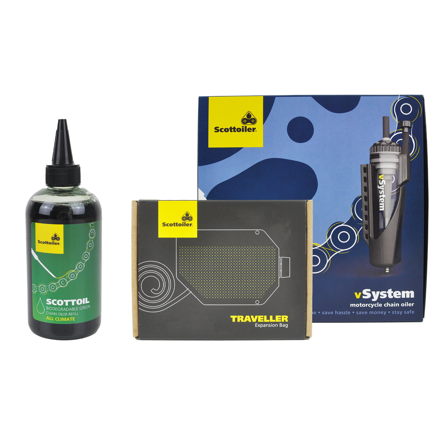 Scottoiler The vSystem automatic motorcycle chain oiler is the original Scottoiler.