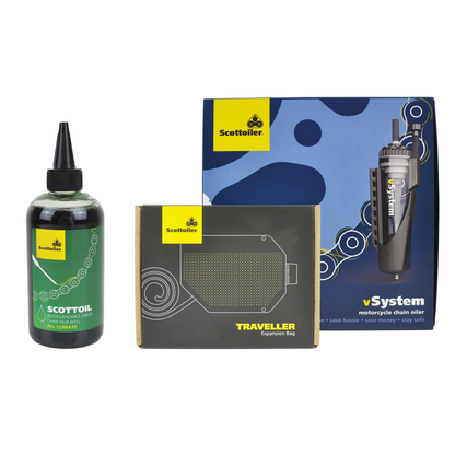 Scottoiler The vSystem automatic motorcycle chain oiler is the original Scottoiler.